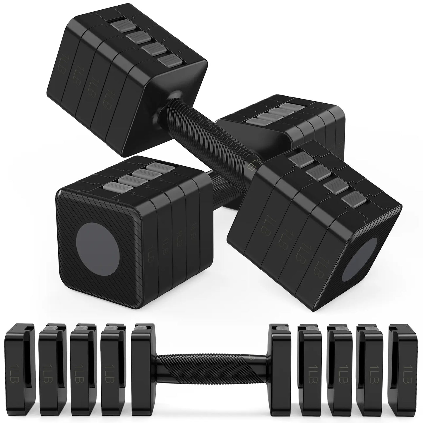 Bearbro 4-In-1 Adjustable Dumbbell Set , 22LBS/11LBS Hand Weights for Women, 1S-Adjust Dual-Stable Dumbbell Set for Women Home Gym & Outdoor