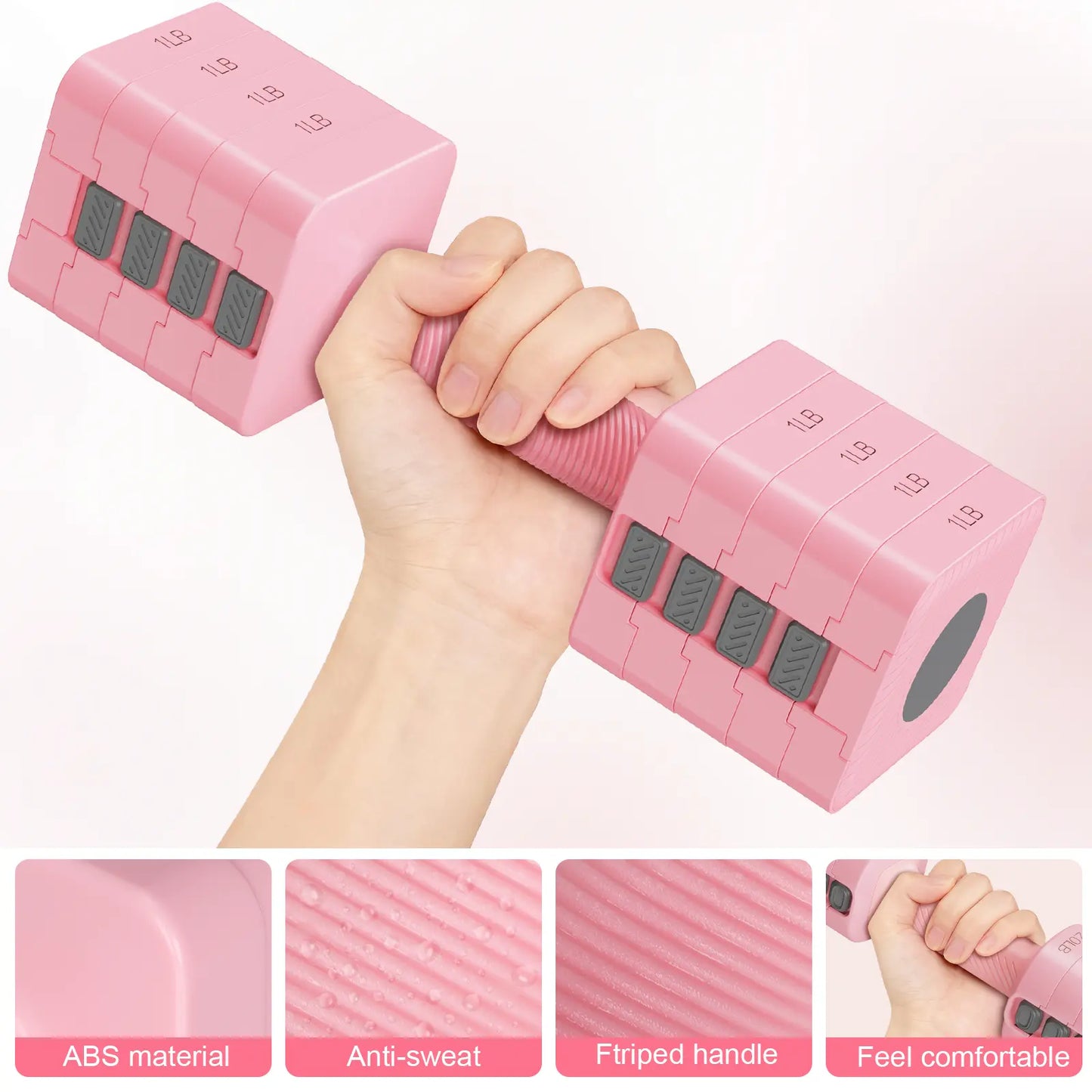 Bearbro 4-In-1 Adjustable Dumbbell Set , 22LBS/11LBS Hand Weights for Women, 1S-Adjust Dual-Stable Dumbbell Set for Women Home Gym & Outdoor