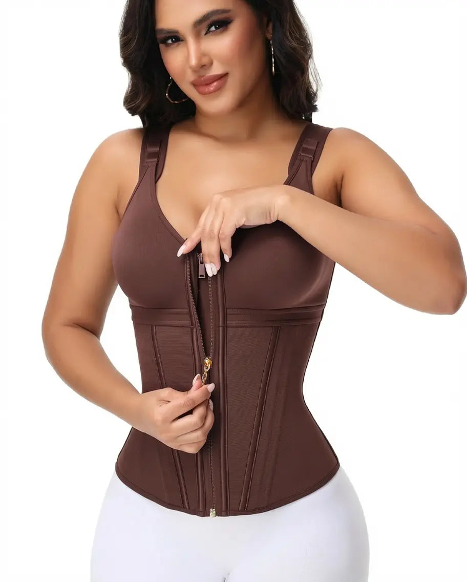 SHAPSHE Tummy Control Waist Shapewear Corset for Women Sport Workout Body Shaper Vest with Zipper and Hooks Womenswear Tops