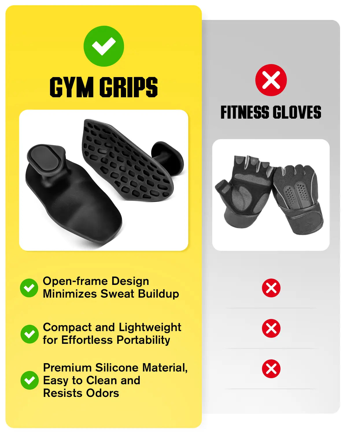 Weight Lifting Grips for Women & Men, Anti-Slip Silicone Workout Gloves for Palm Protection, Suitable for Dumbbell, Pull-Ups and Gym Training
