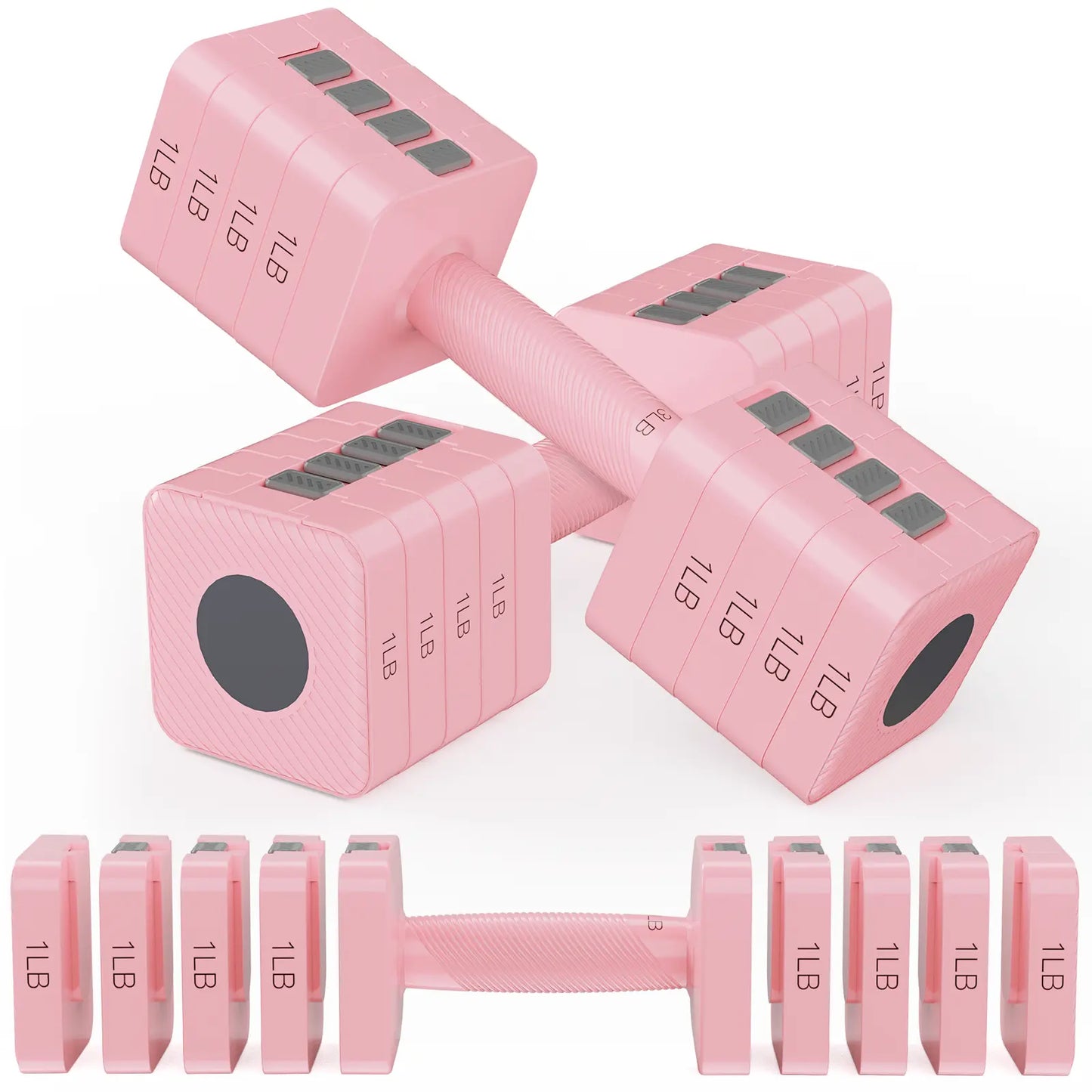 Bearbro 4-In-1 Adjustable Dumbbell Set , 22LBS/11LBS Hand Weights for Women, 1S-Adjust Dual-Stable Dumbbell Set for Women Home Gym & Outdoor