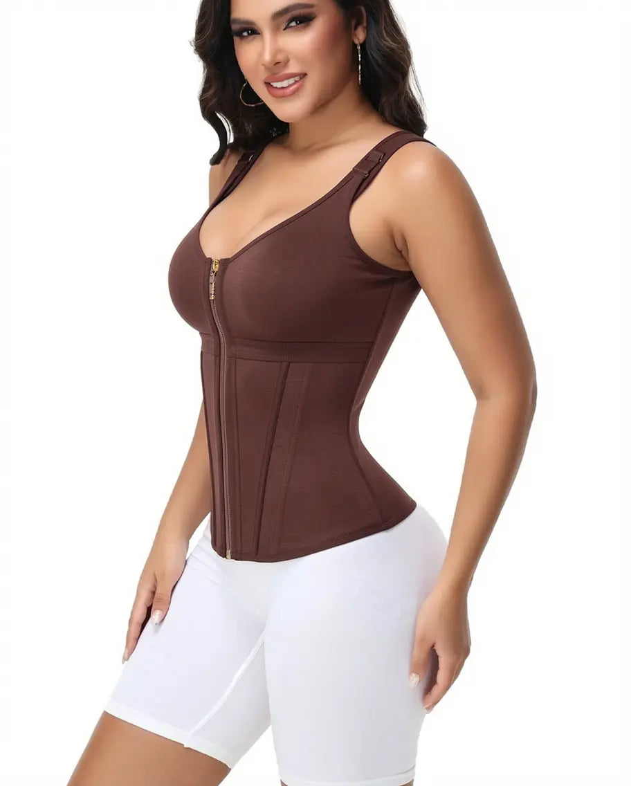 SHAPSHE Tummy Control Waist Shapewear Corset for Women Sport Workout Body Shaper Vest with Zipper and Hooks Womenswear Tops
