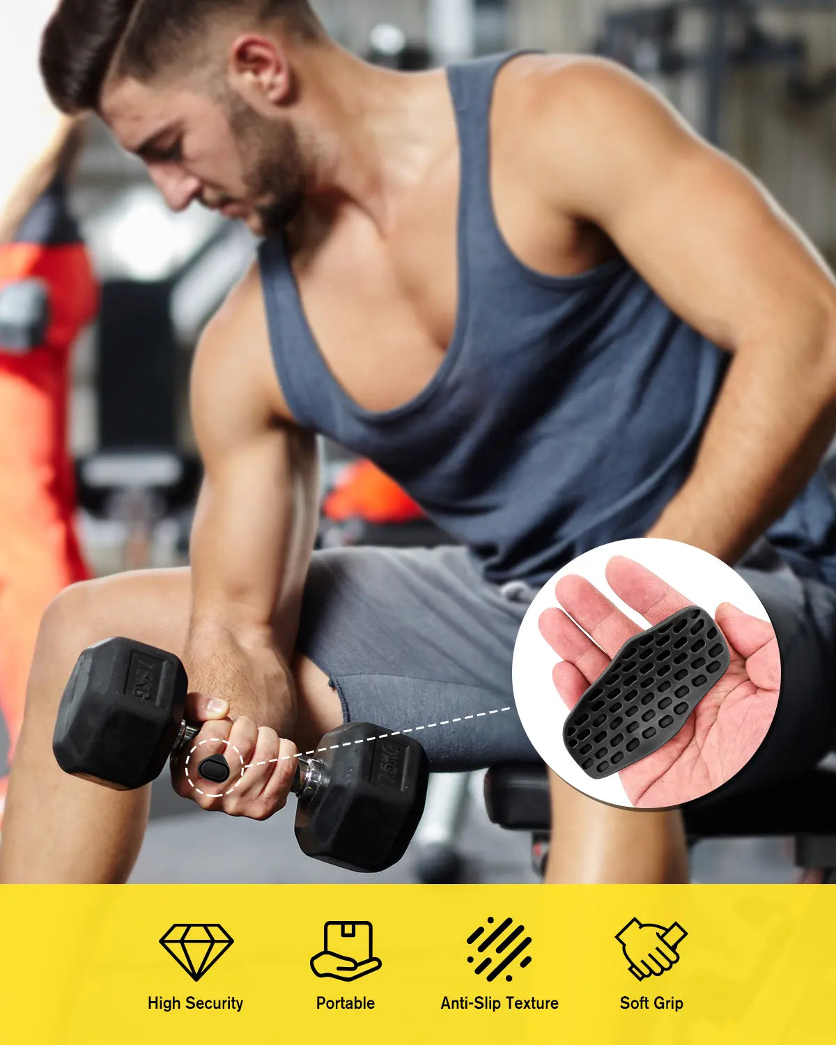 Weight Lifting Grips for Women & Men, Anti-Slip Silicone Workout Gloves for Palm Protection, Suitable for Dumbbell, Pull-Ups and Gym Training