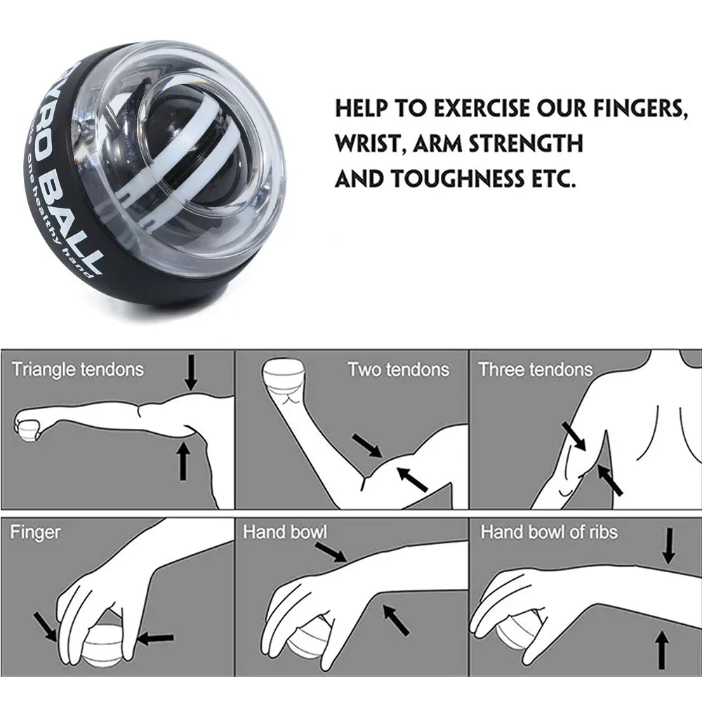 Self-Starting Wrist Gyro Ball Power Trainer Forearm Exerciser Wrist Strengthening Device for Arm and Finger Muscle Training