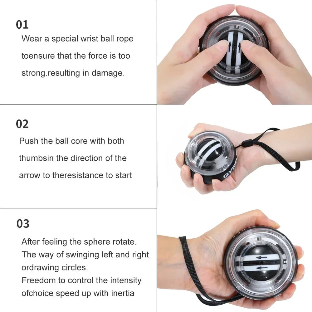 Self-Starting Wrist Gyro Ball Power Trainer Forearm Exerciser Wrist Strengthening Device for Arm and Finger Muscle Training