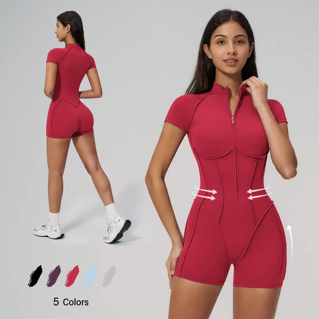 NVWA Women'S High-Stretch Zipper Jumpsuit - Skin-Friendly, Breathable, Slim-Fitting Fabric; Glute-Lifting, Midsection-Sculpting - Ideal Mother'S Day Gift for Yoga, Fitness