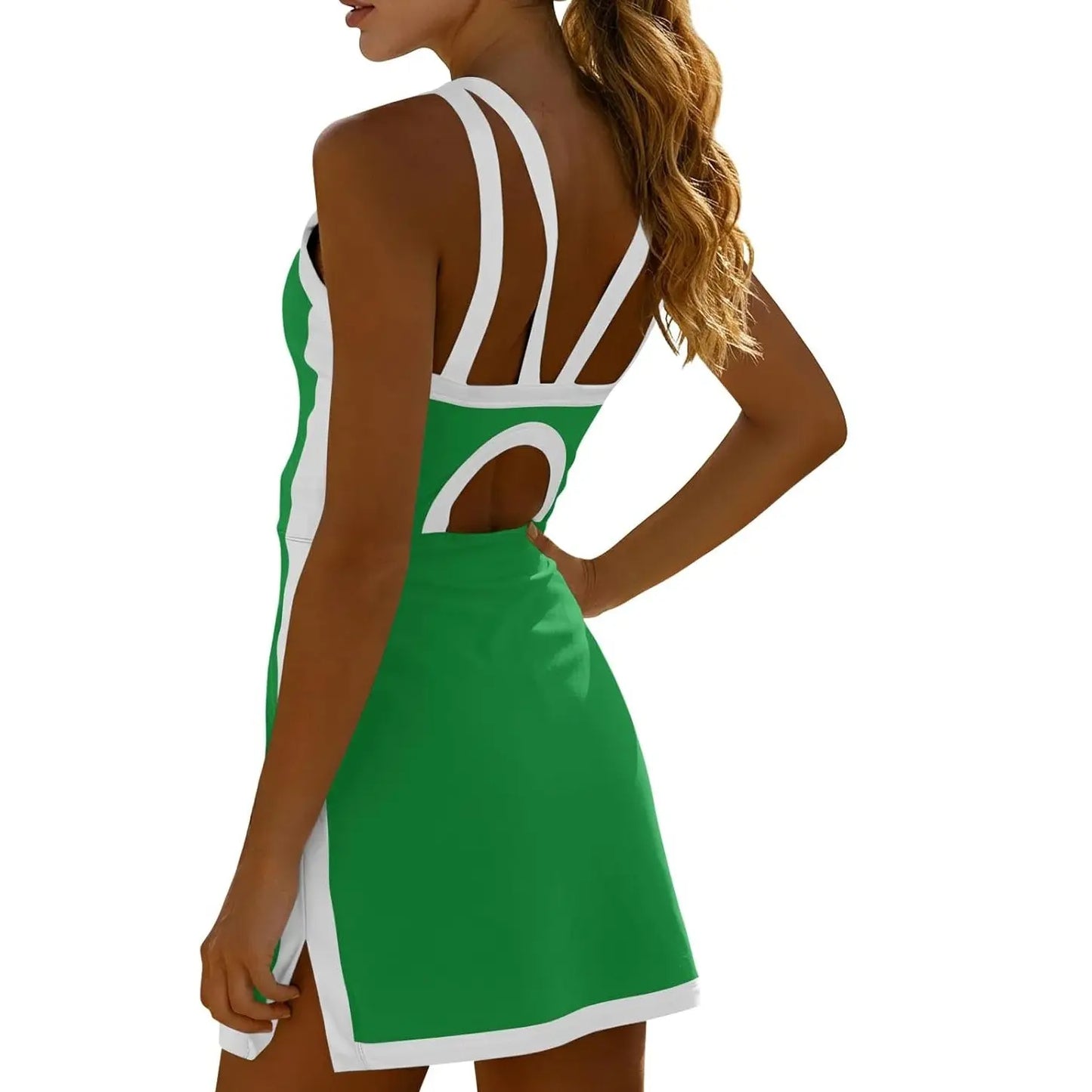 Fisoew Women'S Sleeveless Halter Tennis Dress with White Piping, Open Back Design, and Stylish Cutout Details at the Back, Perfect for Sports or Casual Wear #Tiktokshopjumpstartsale Workoutdress