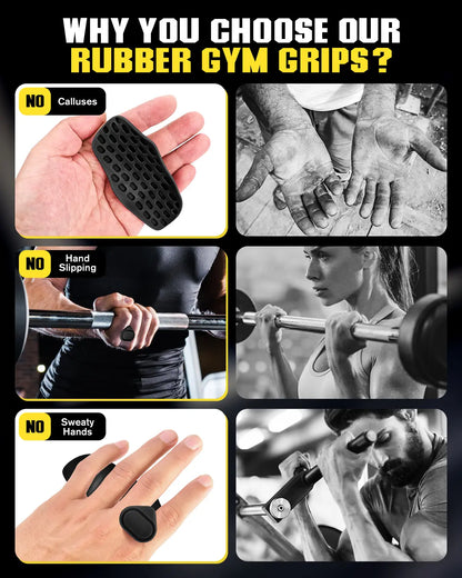 Weight Lifting Grips for Women & Men, Anti-Slip Silicone Workout Gloves for Palm Protection, Suitable for Dumbbell, Pull-Ups and Gym Training